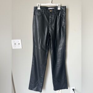 Zara Black Faux Leather Straight-Leg Pants